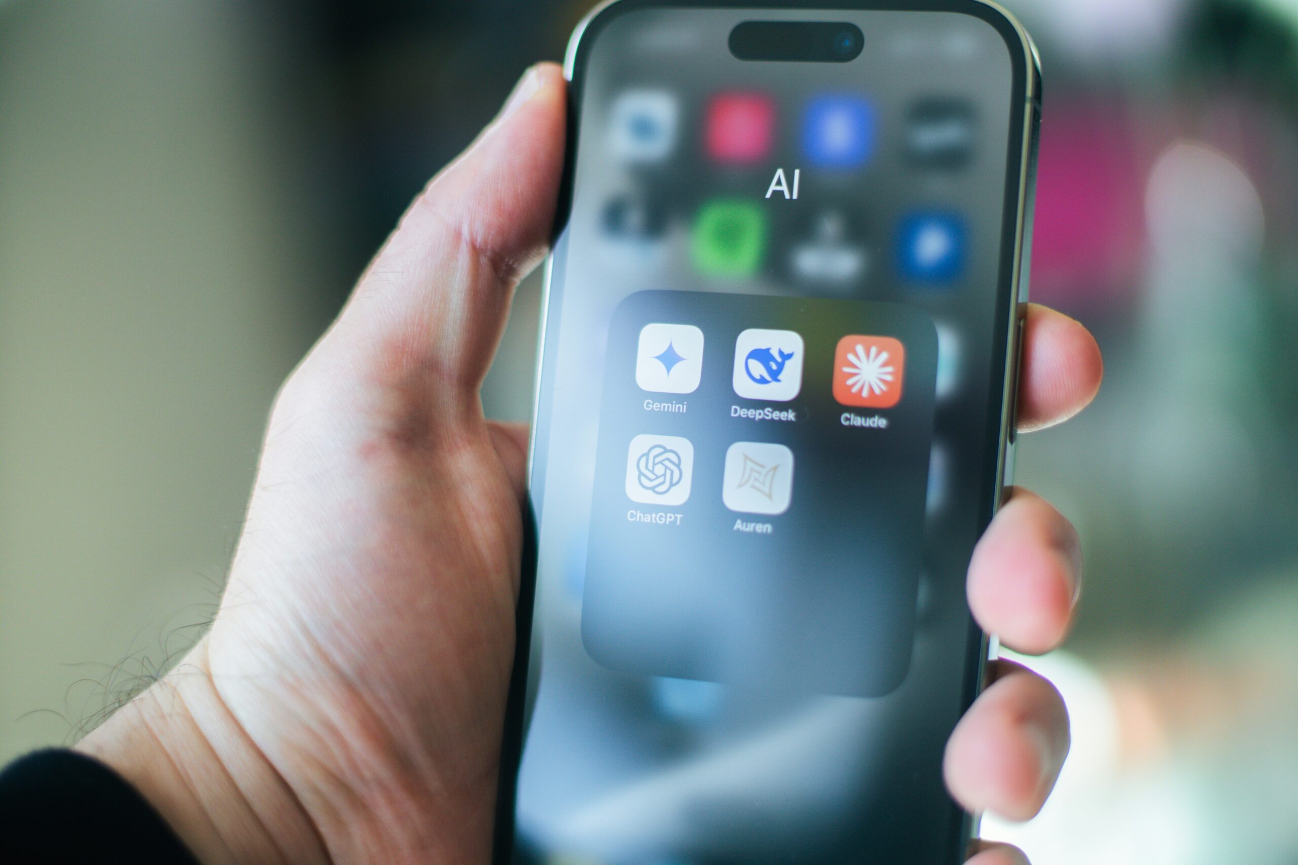 Person using AI on a smartphone